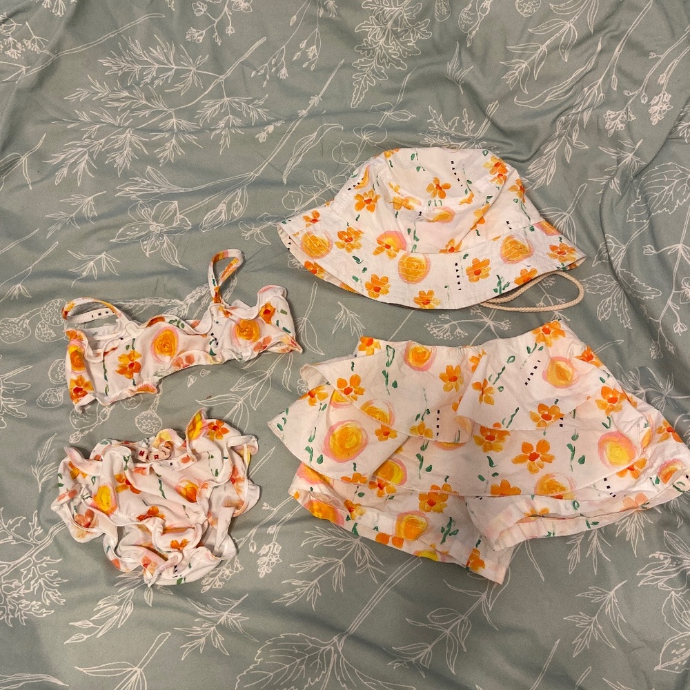 Baby Marni 2 piece swimsuit, skort and bucket hat